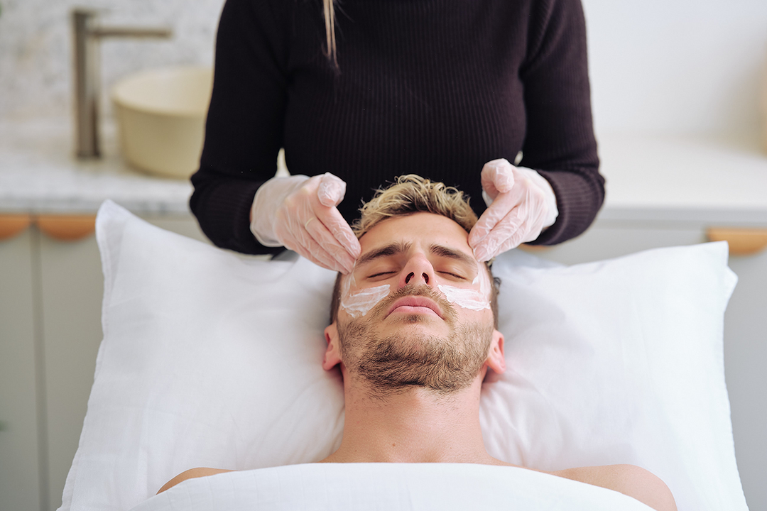 man having a chemical peel treatment
